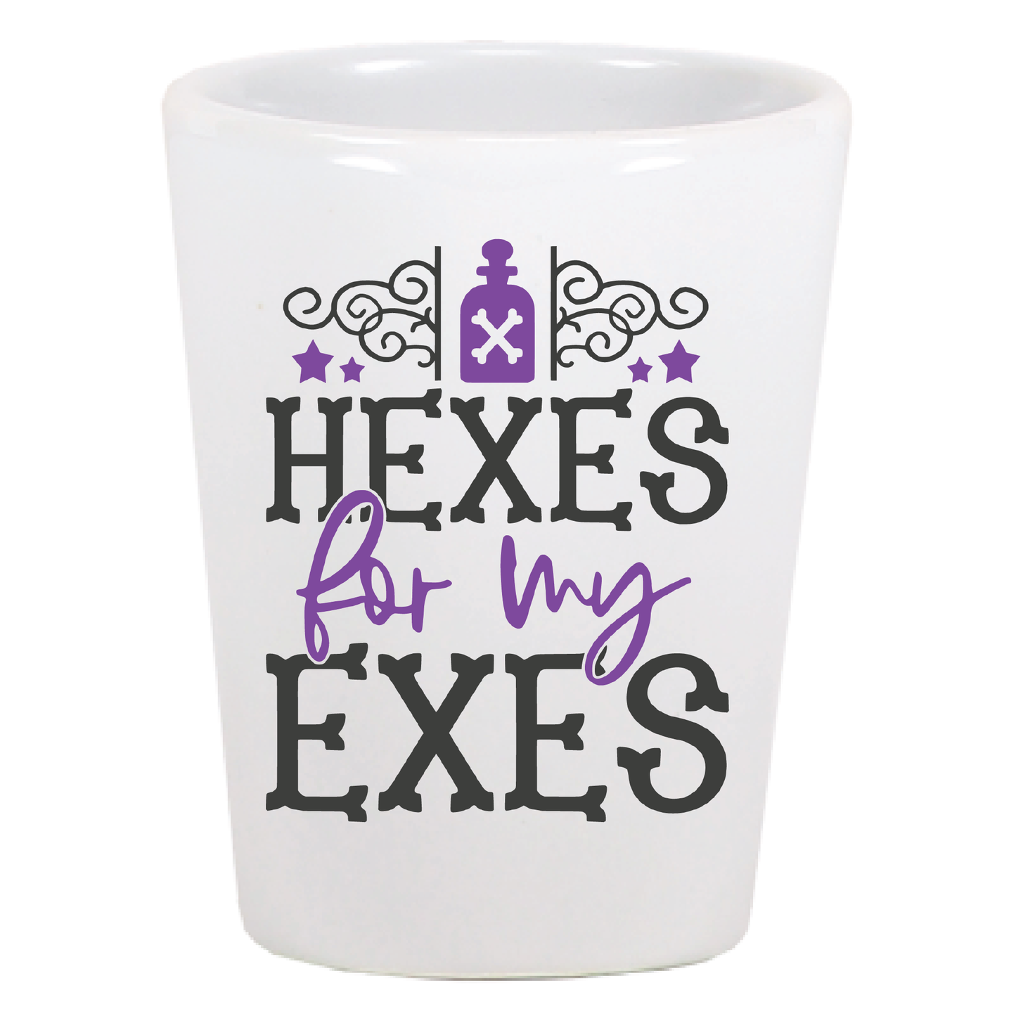 Set of Four Halloween Shot Glasses Hexes For My Exes