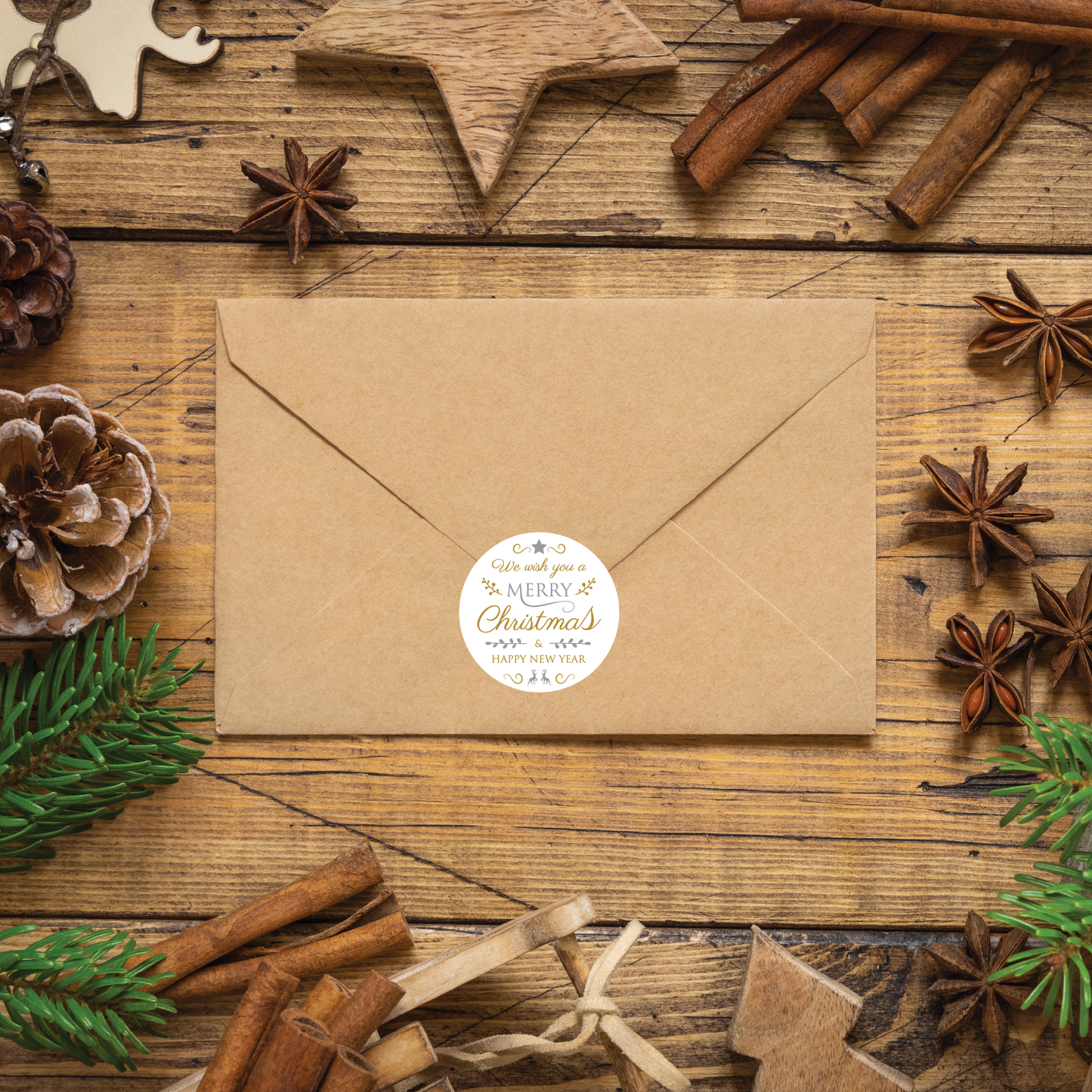 Merry Christmas and Happy New Year Holiday Stickers