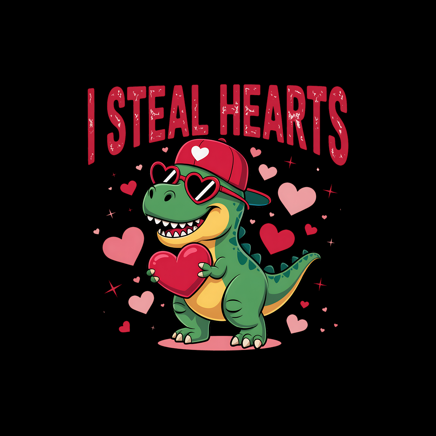 I Steal Hearts Dinosaur Valentine's Day DTF Transfer