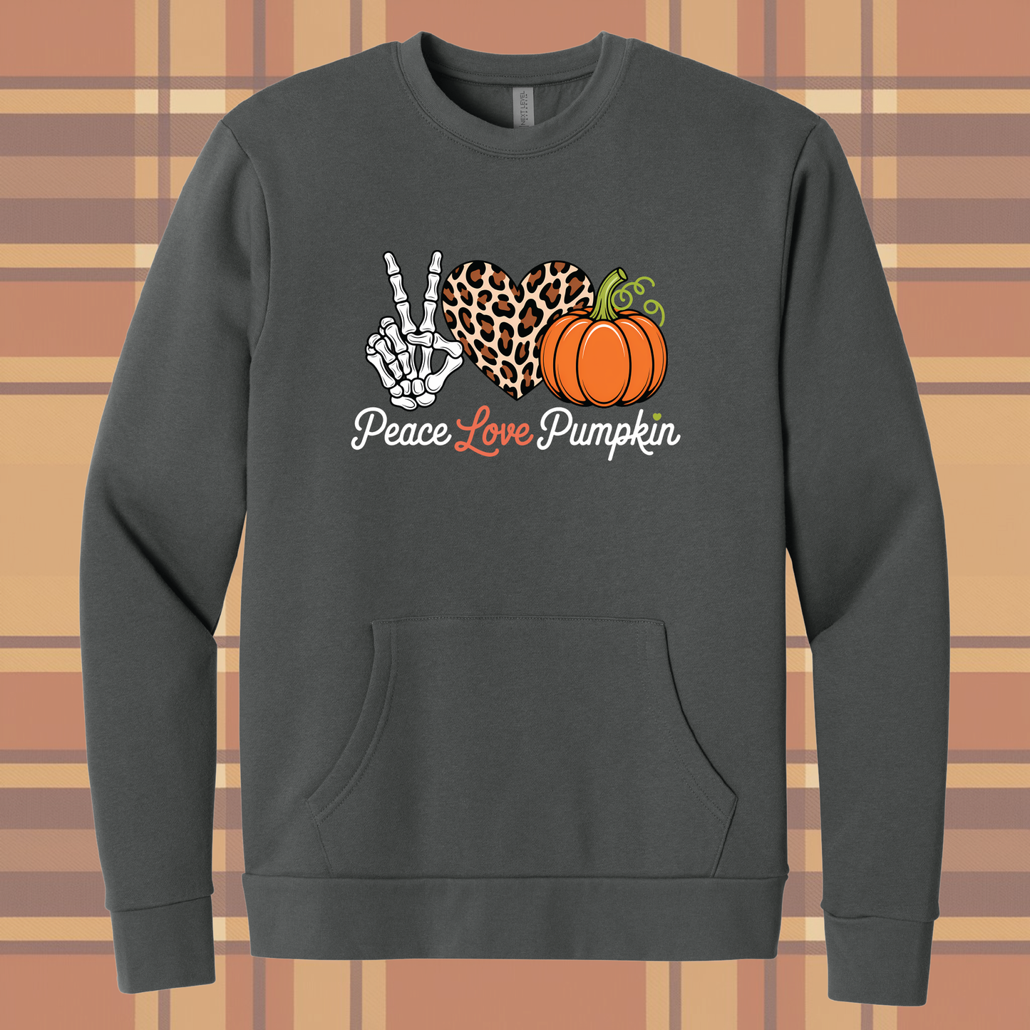 Peace Love Pumpkin Fall Crewneck Sweatshirt with Pocket