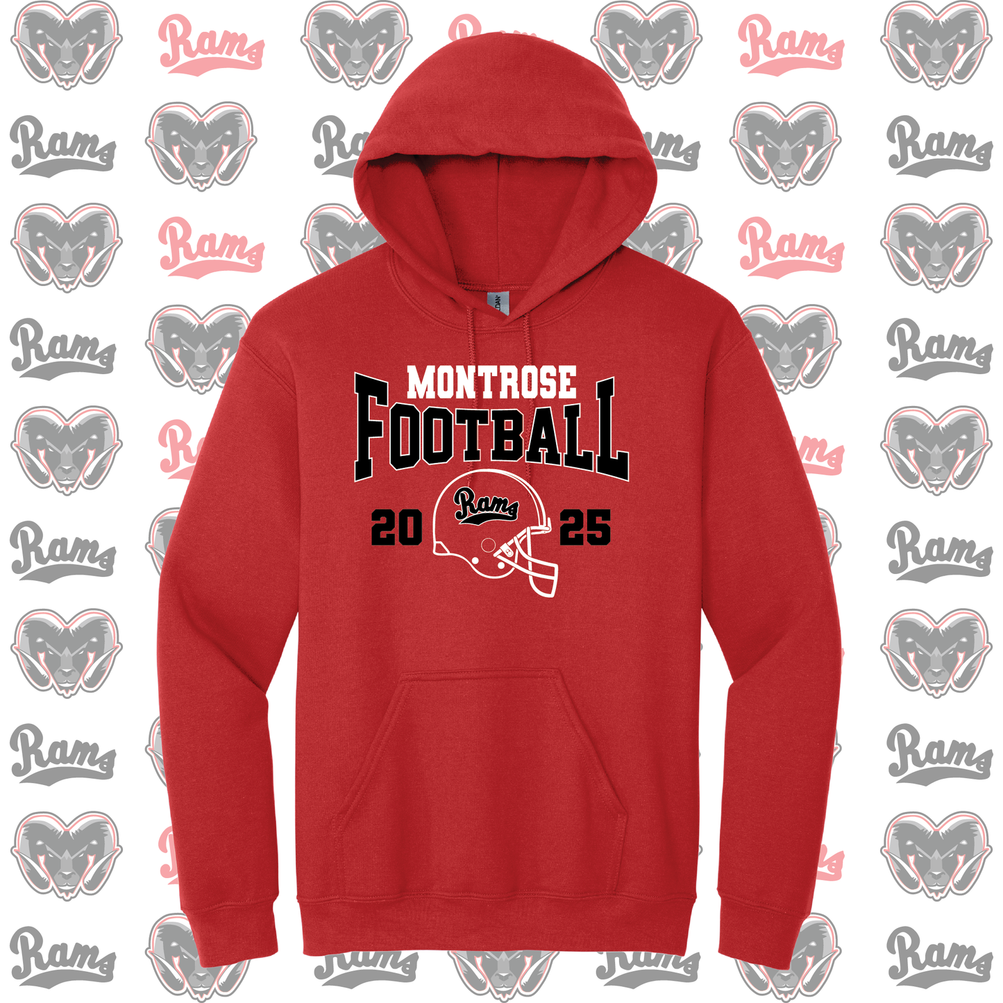 Montrose Rams Football T-Shirt, Long Sleeved Tee, Crewneck Sweatshirt or Hoodie
