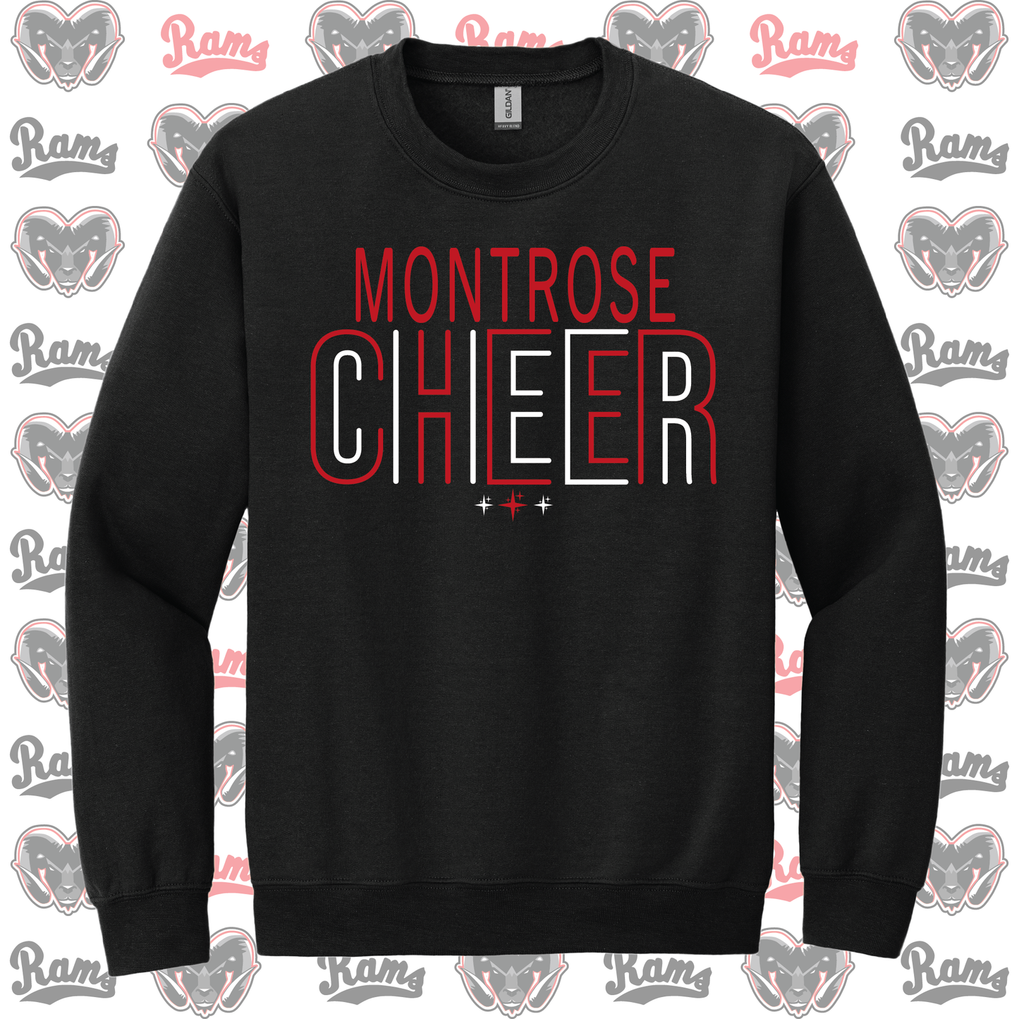 Montrose Rams Cheerleading T-Shirt, Long Sleeved Tee, Crewneck Sweatshirt or Hoodi