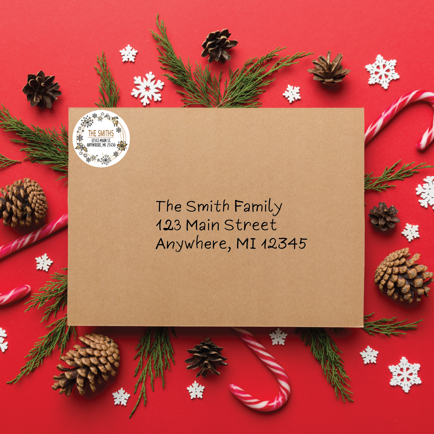 Neutral Gold Holiday Return Address Labels