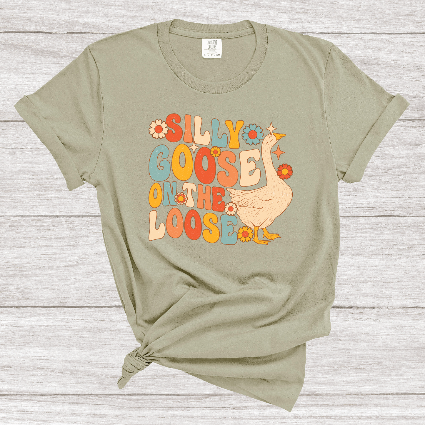 Silly Goose On The Loose Flowered T-Shirt