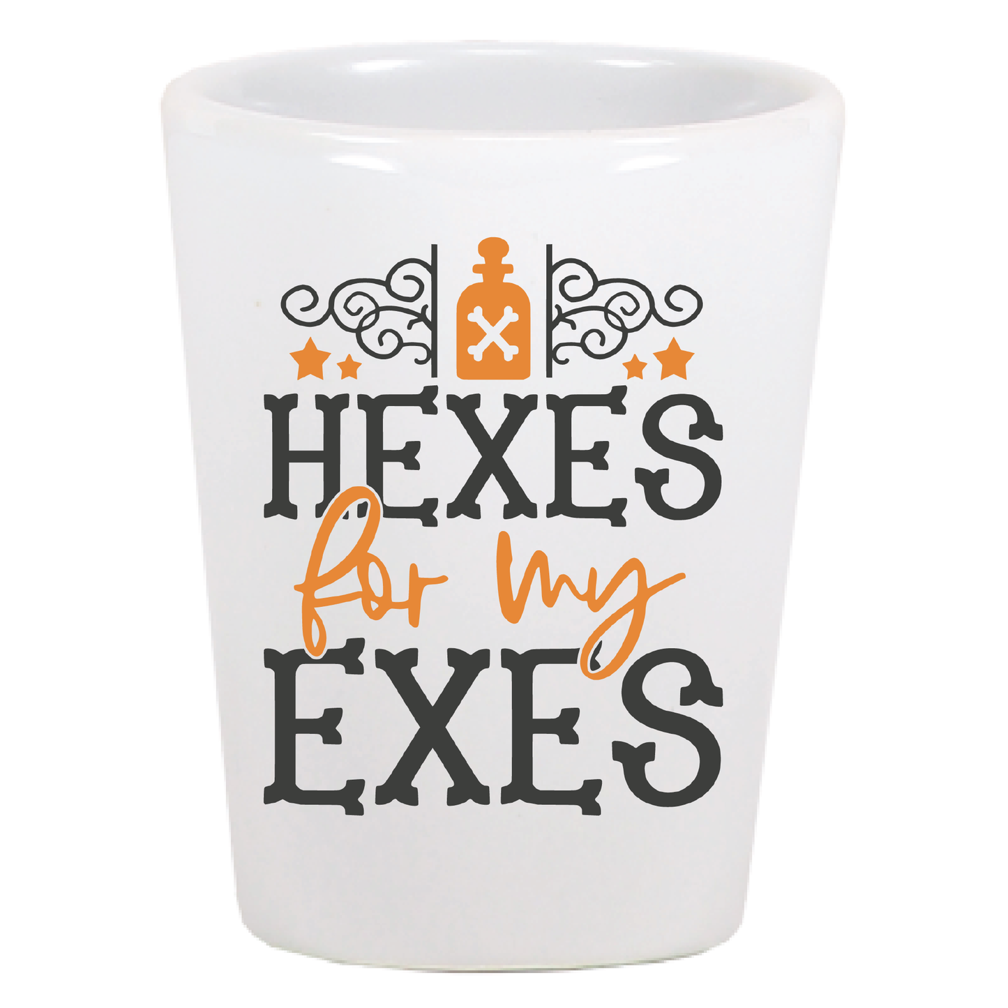 Set of Four Halloween Shot Glasses Hexes For My Exes