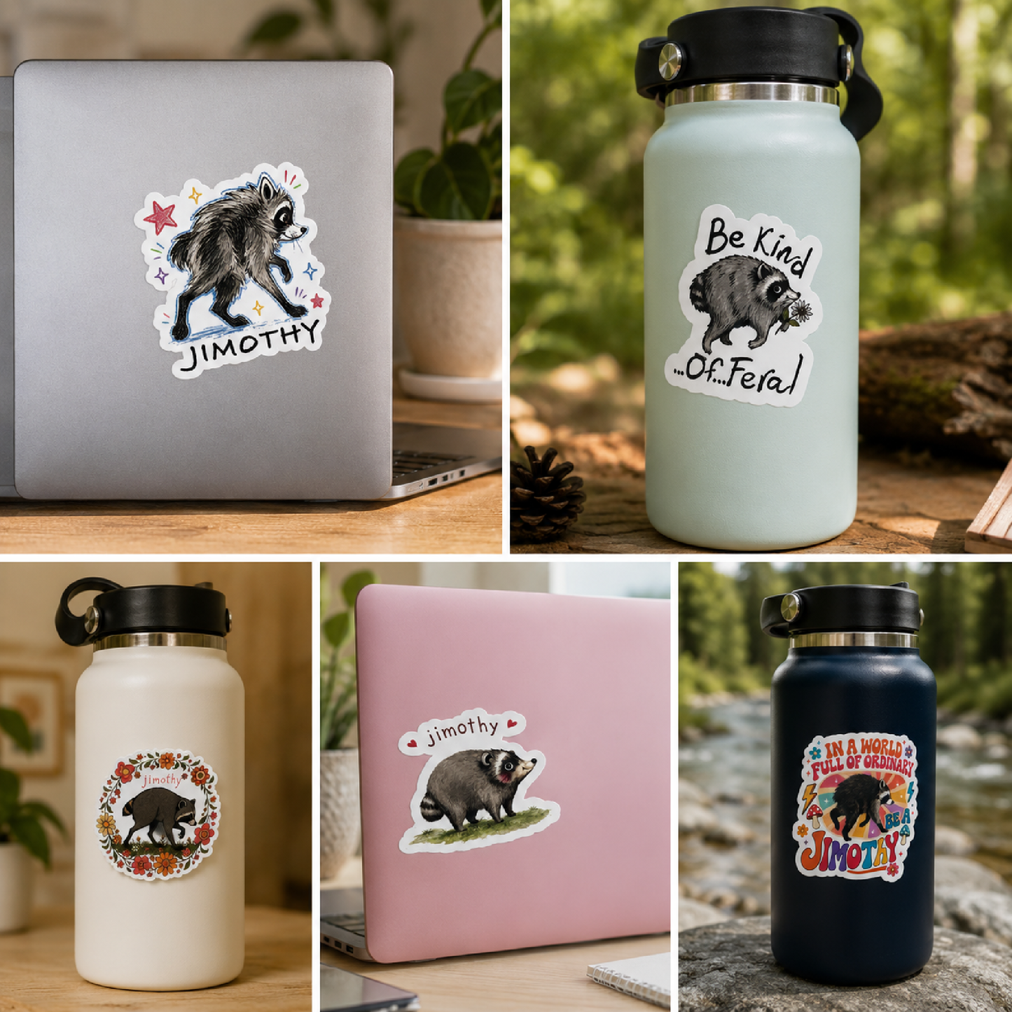 Pack of 5 Jimothy Vinyl Stickers