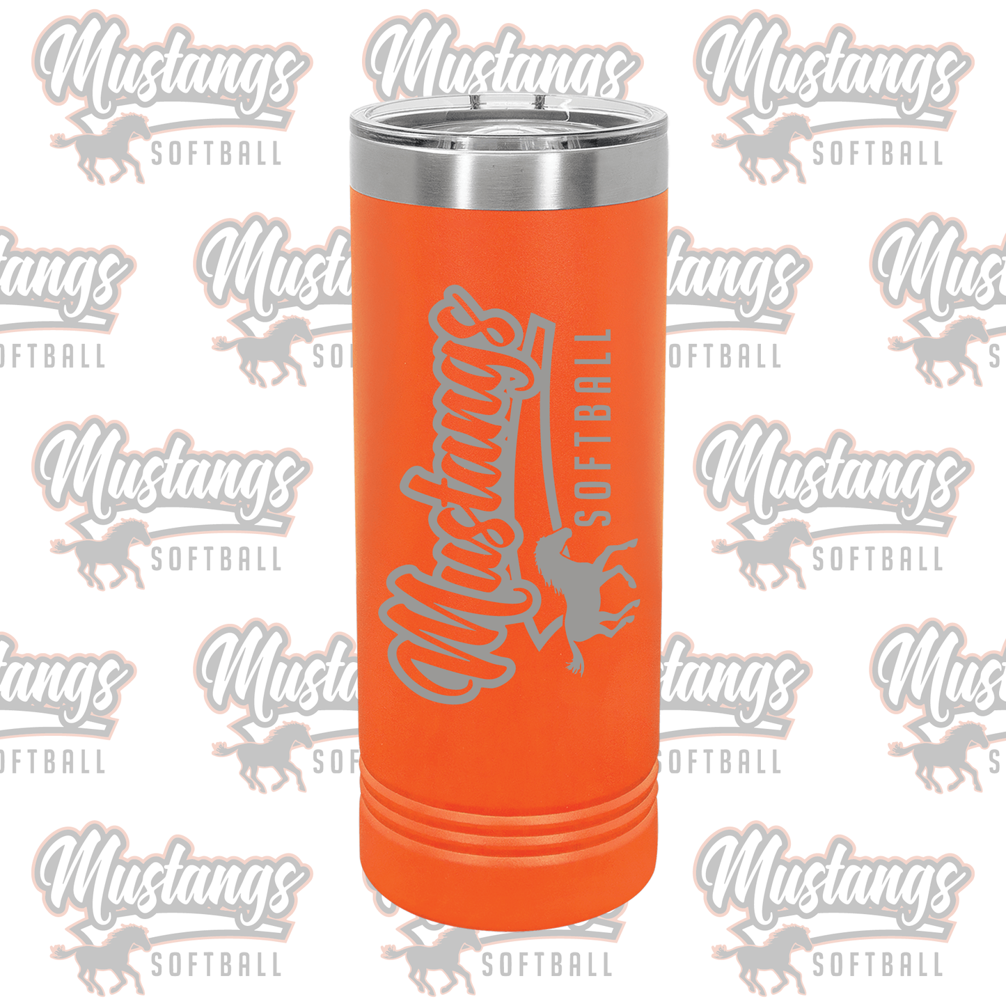 Clio Mustangs Softball Skinny Tumbler