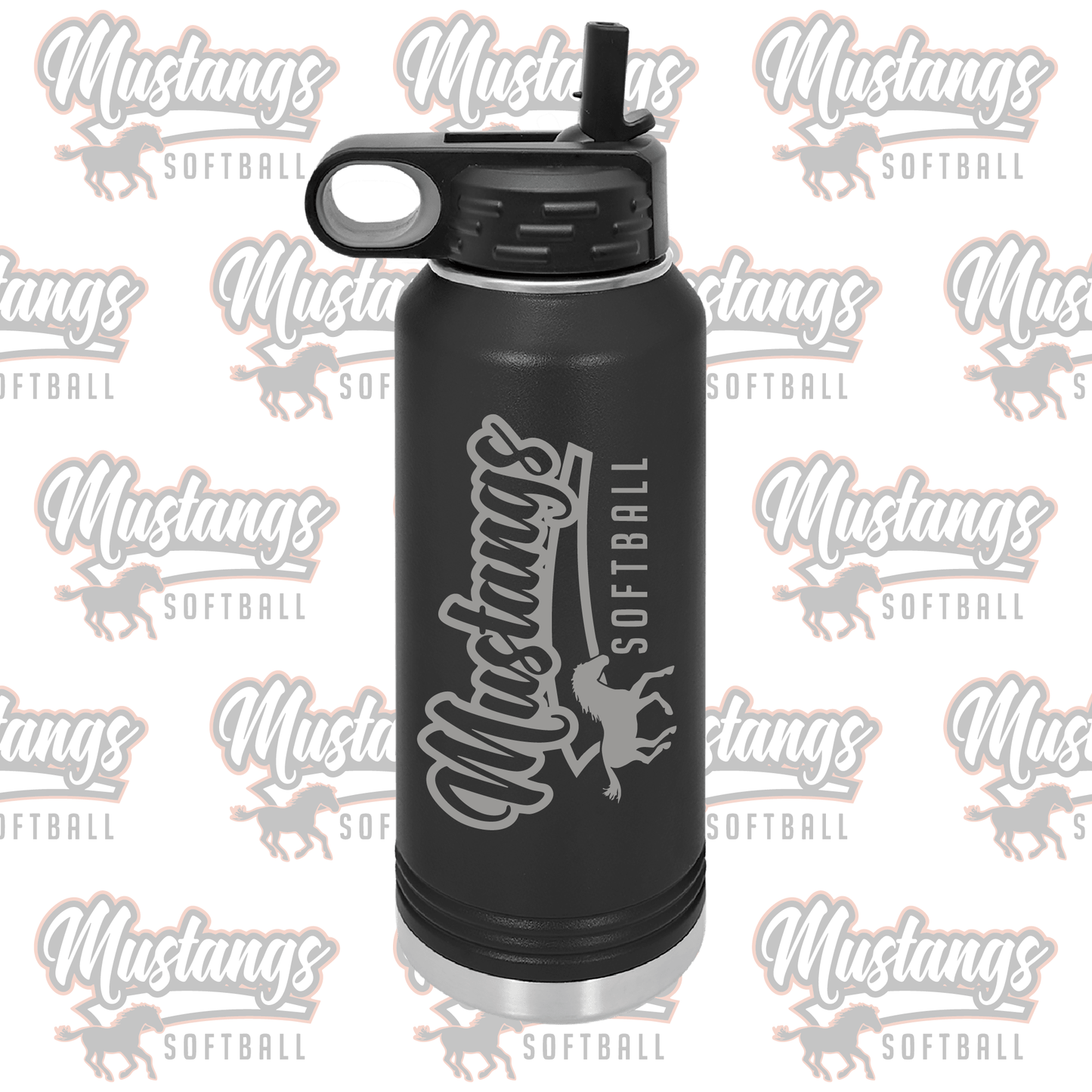 Clio Mustangs Softball Water Bottle