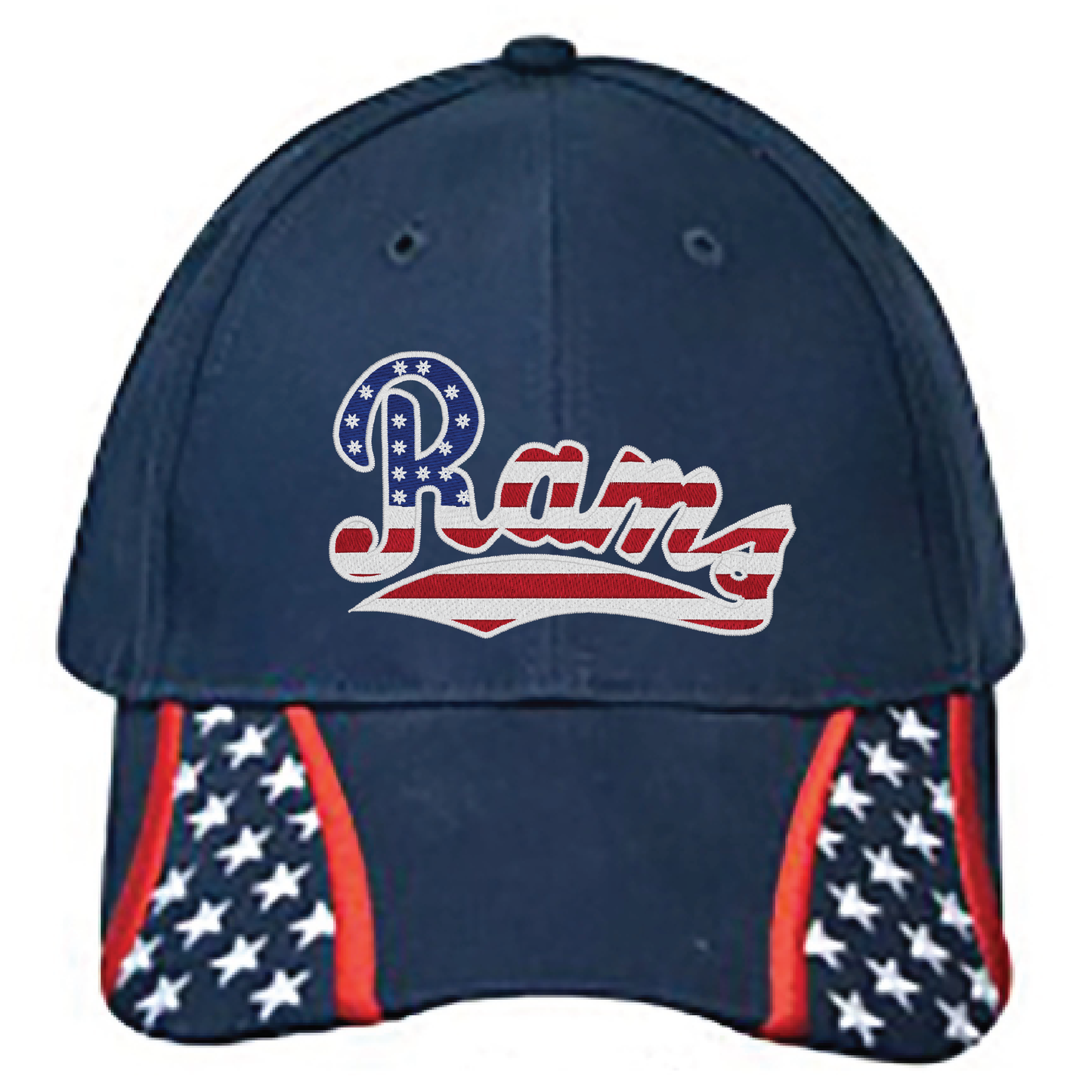 Embroidered Rams American Flag Hat