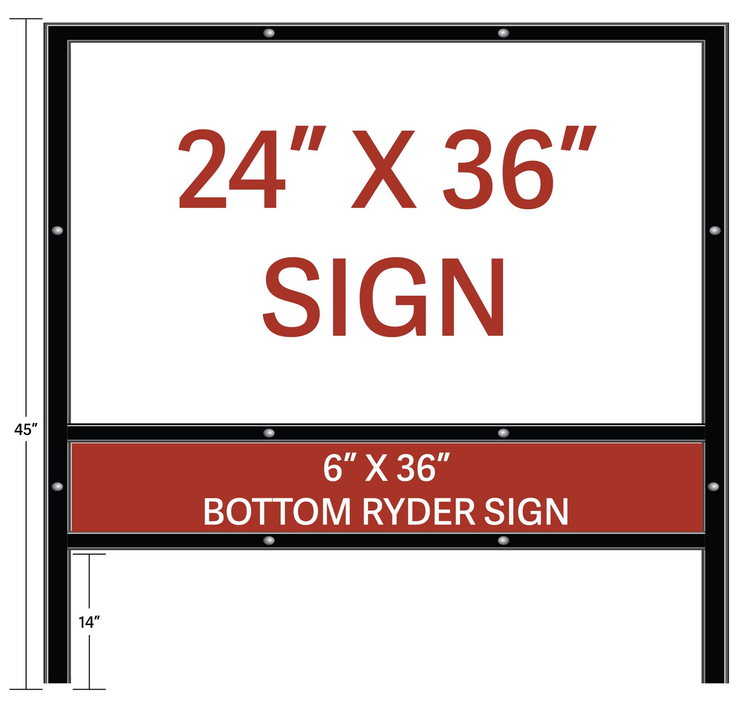 Real Estate Frame + Sign With Bottom Ryder, 24" X 36"