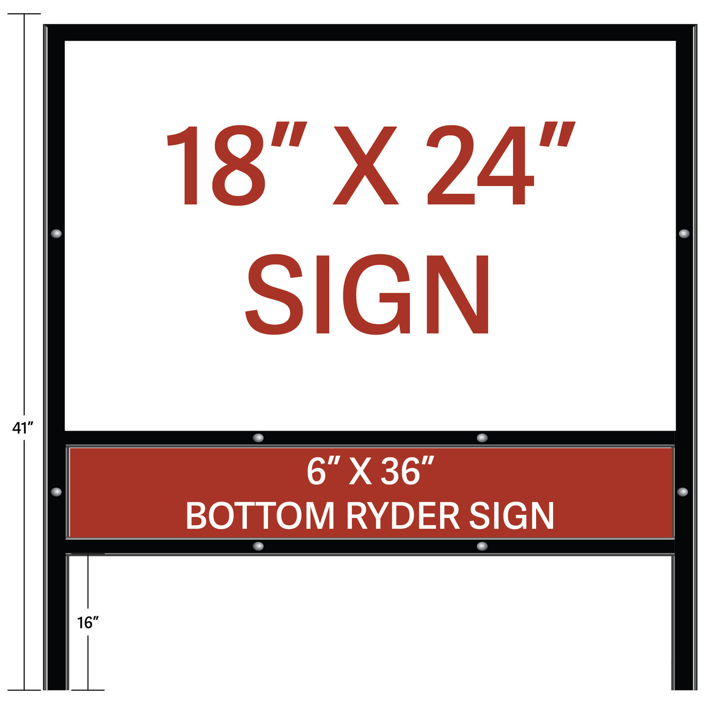Real Estate Frame + Sign With Bottom Ryder, 18" X 24"