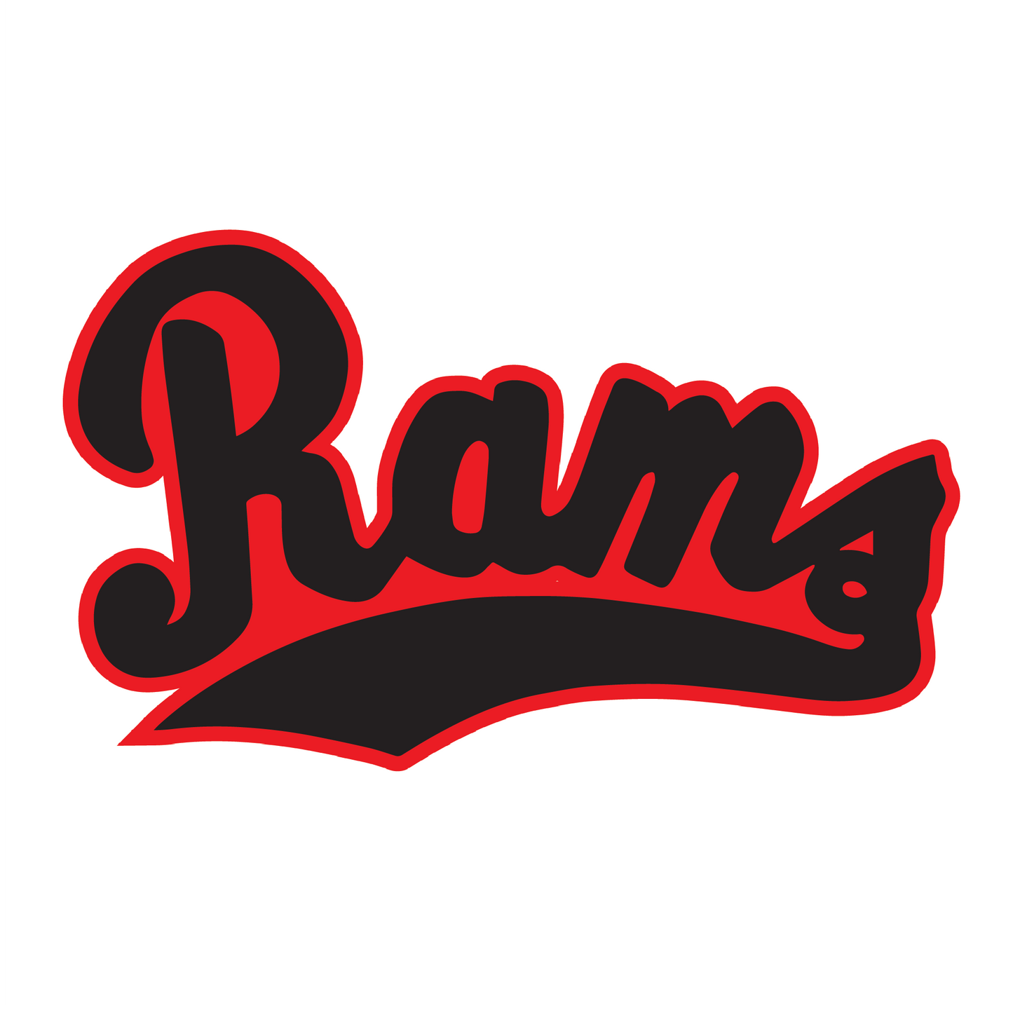 Montrose Rams Vinyl Decal | Full Color Black with Red Outline