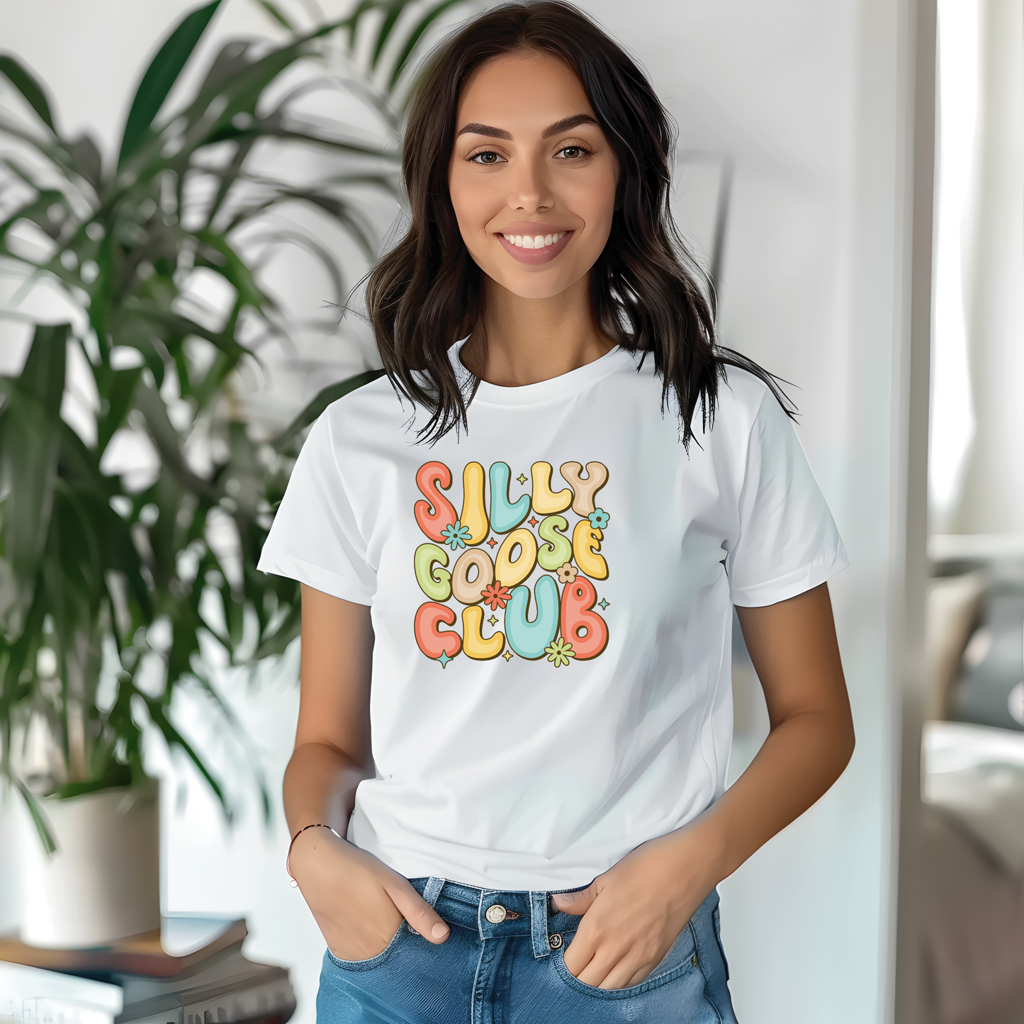 Silly Goose Club Flowered T-Shirt