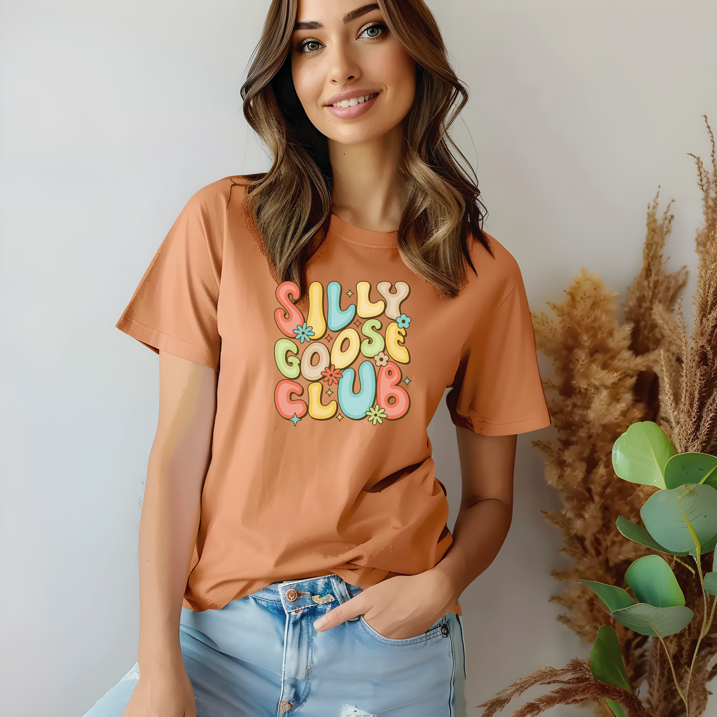 Silly Goose Club Flowered T-Shirt