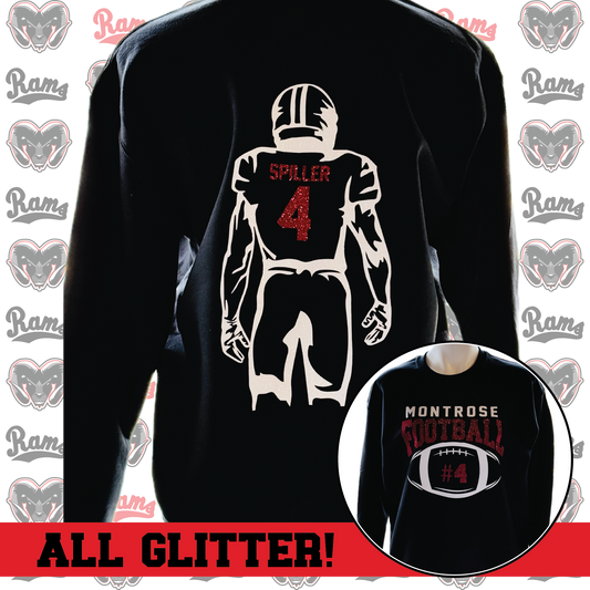 Montrose Rams ALL GLITTER Personalized Football Crewneck Sweatshirt
