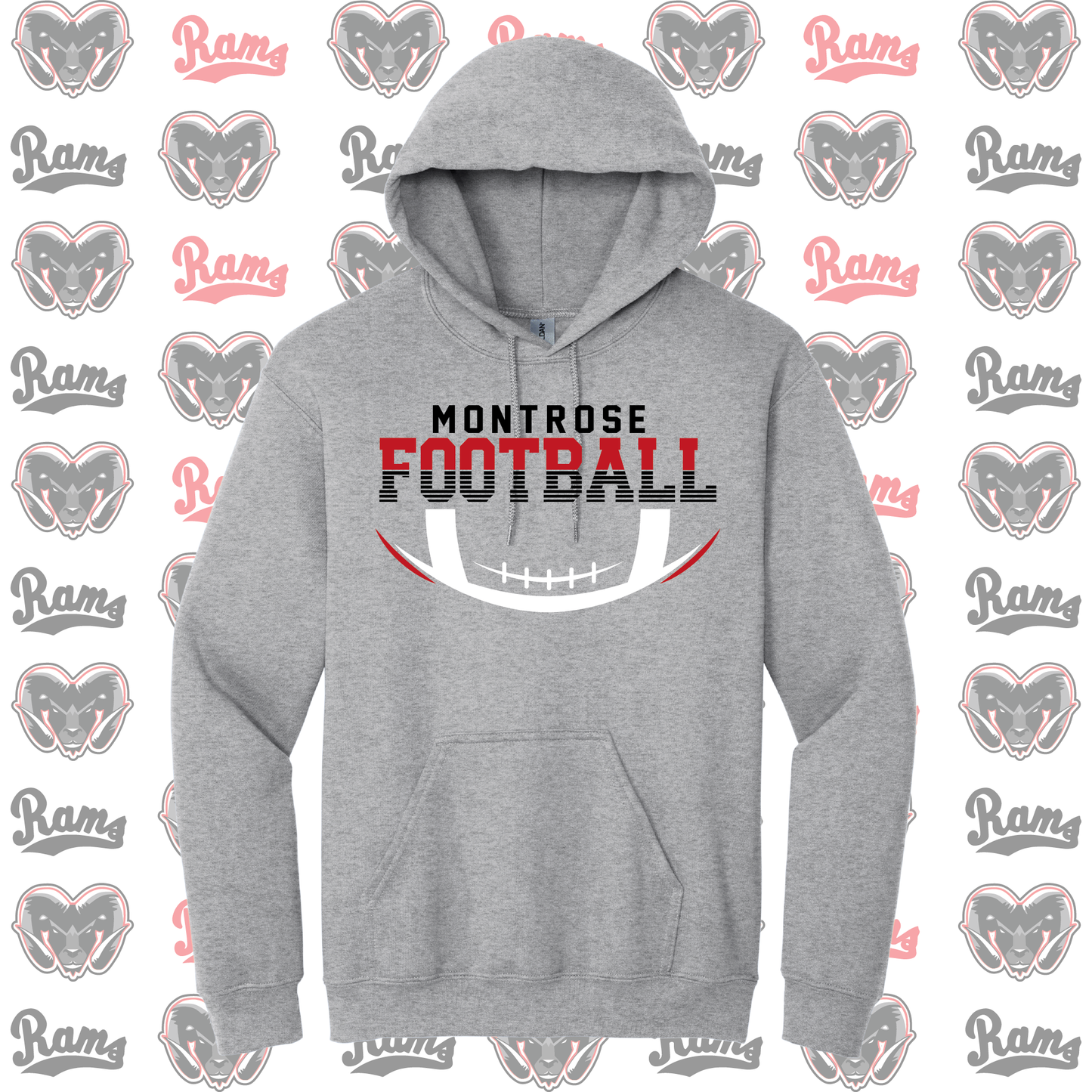 Montrose Rams Football T-Shirt, Long Sleeved Tee, Crewneck Sweatshirt or Hoodie