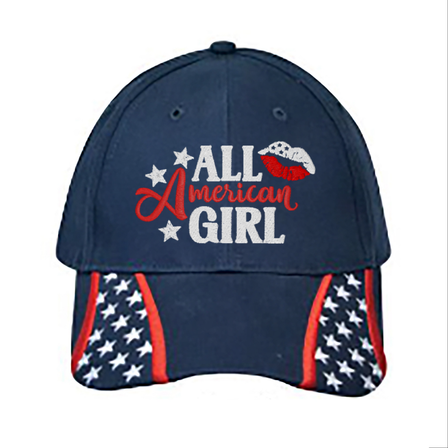 Embroidered All American Girl Flag Hat