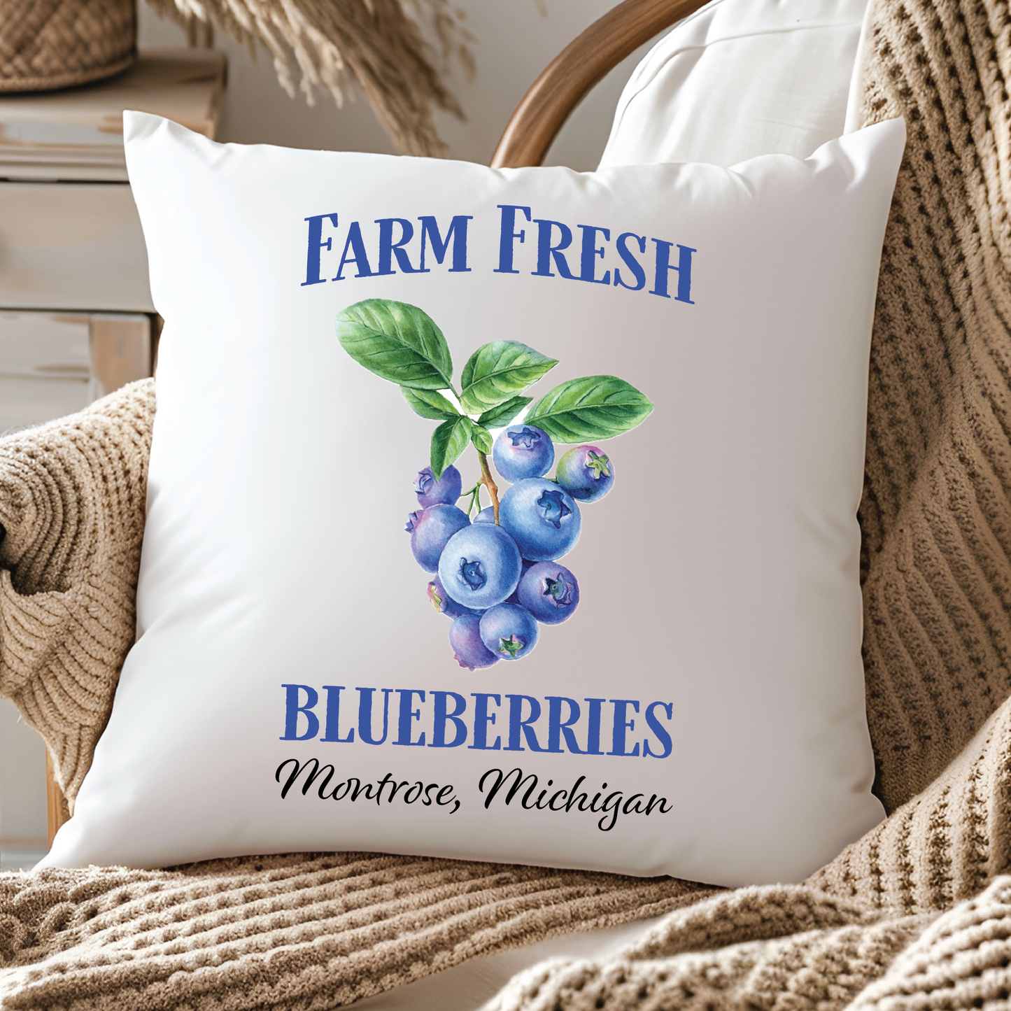 Farm Fresh Blueberries Pillow Cover