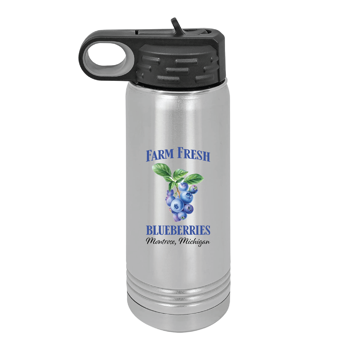 Farm Fresh Blueberries Stainless Steel Water Bottle