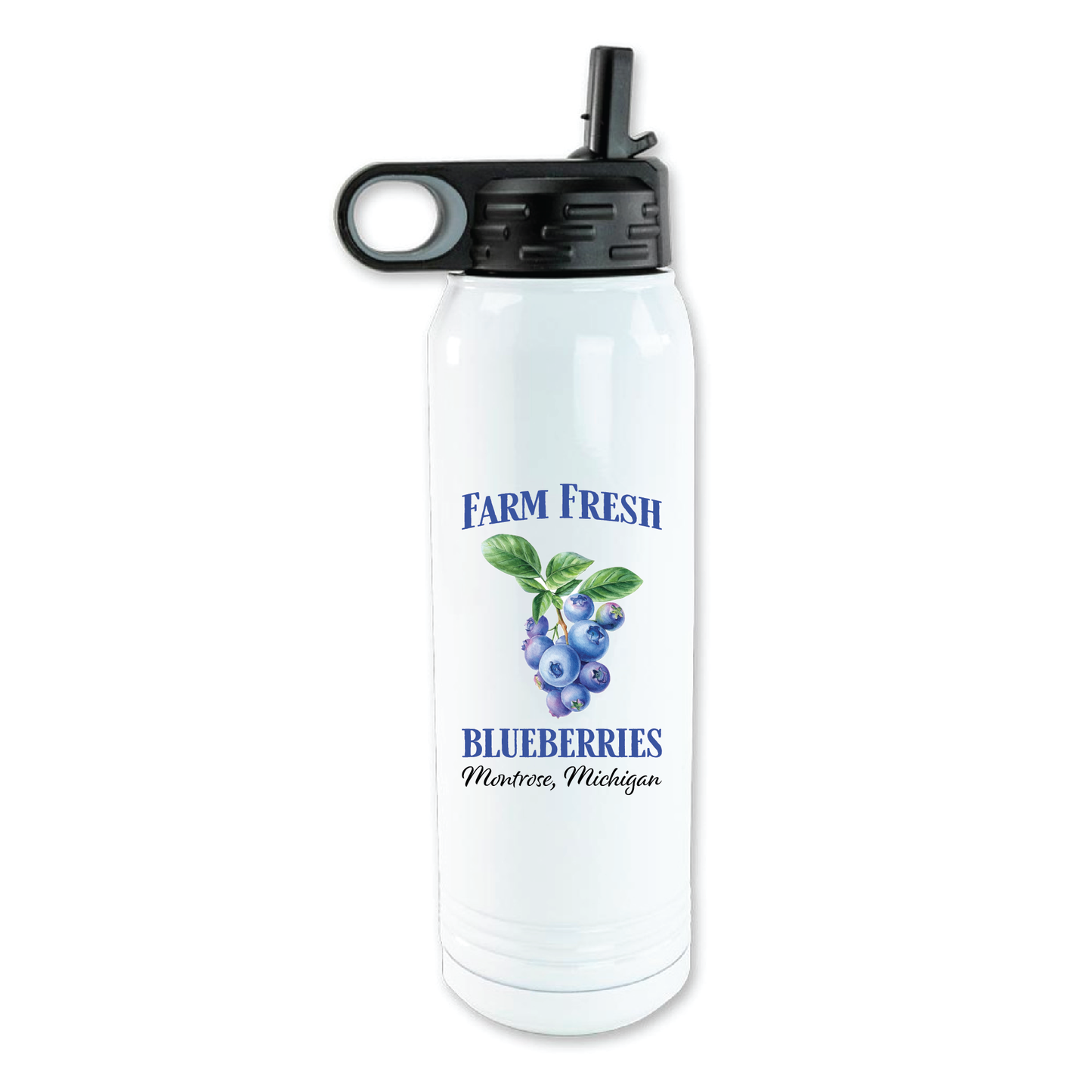 Farm Fresh Blueberries Stainless Steel Water Bottle
