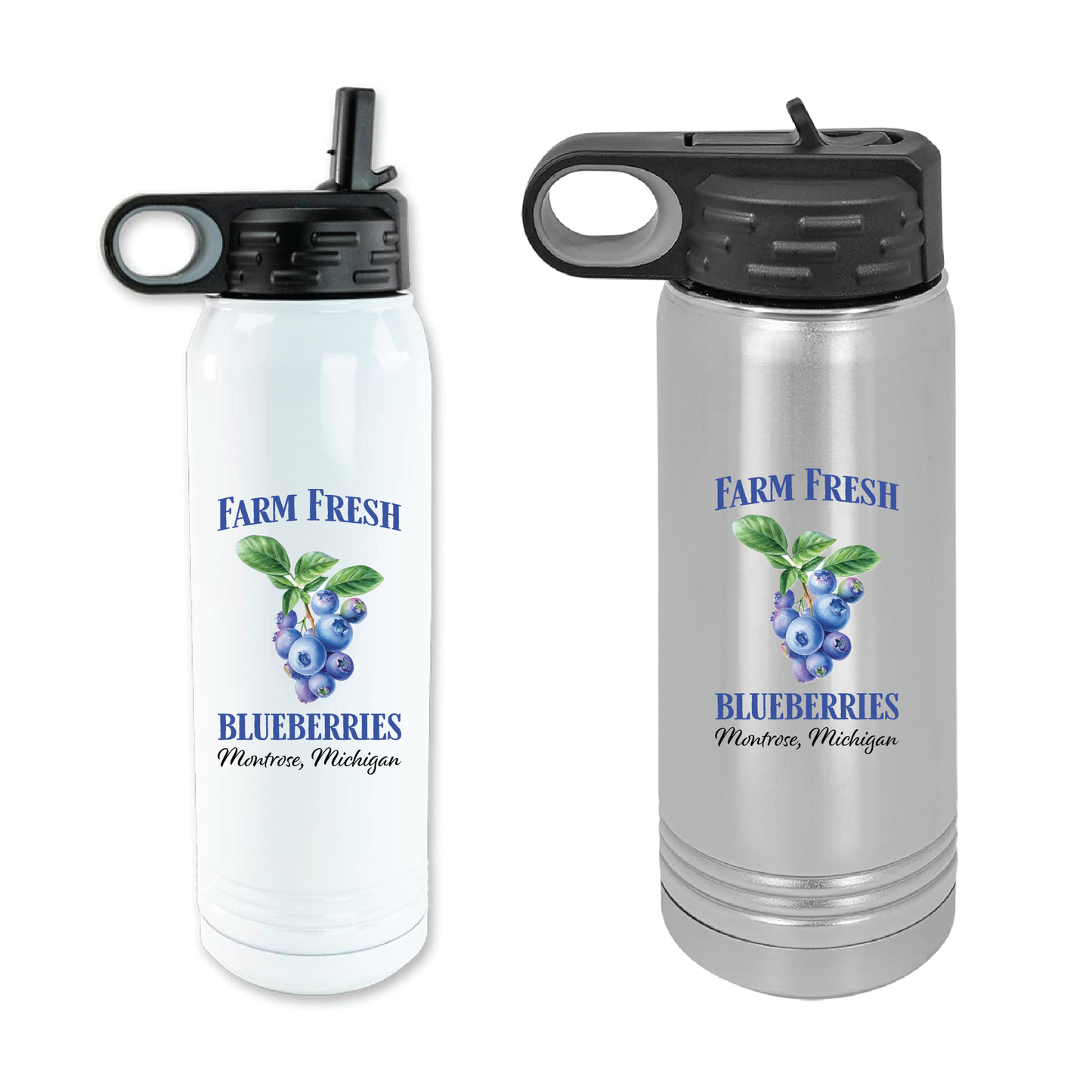 Farm Fresh Blueberries Stainless Steel Water Bottle