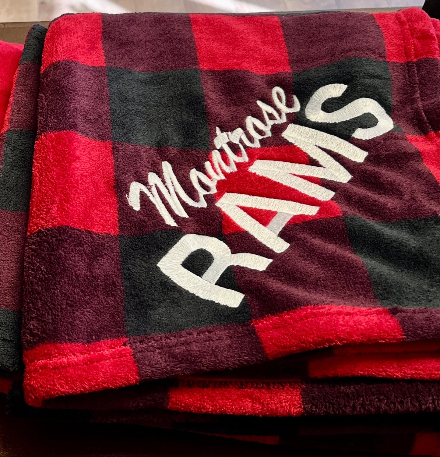 Buffalo Plaid Ultra Plush Montrose Rams Embroidered Blanket
