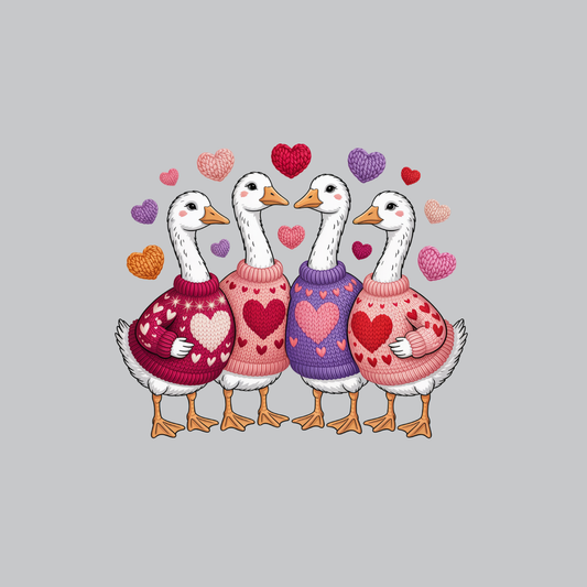 Geese and Hearts Valentine's Day DTF Transfer