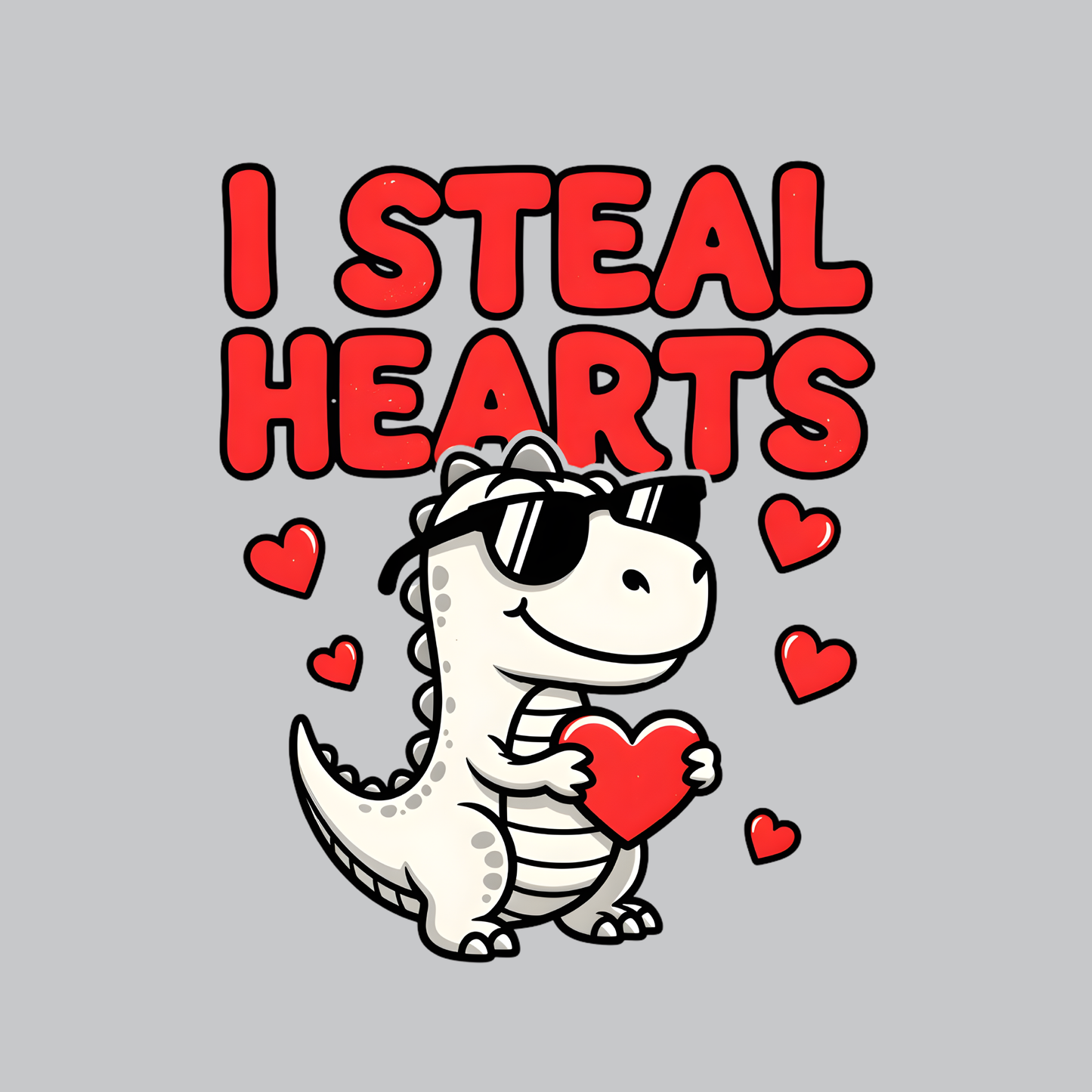 I Steal Hearts Dinosaur Valentine's Day DTF Transfer
