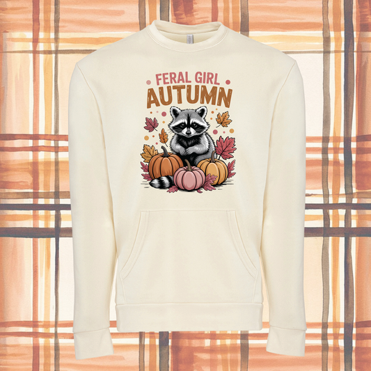 Feral Girl Autumn Fall Crewneck Sweatshirt with Pocket