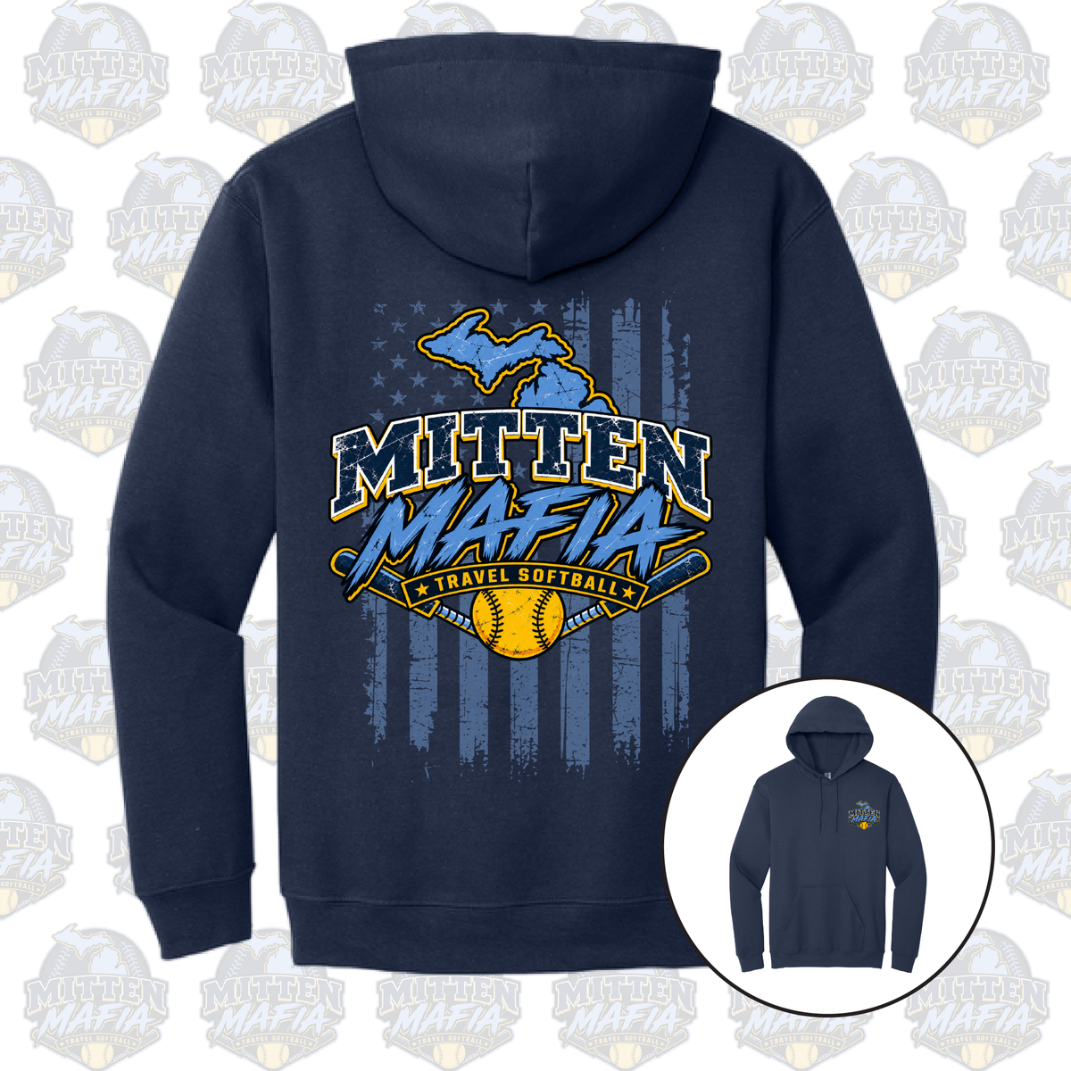 Mitten Mafia Softball Flag Hoodie