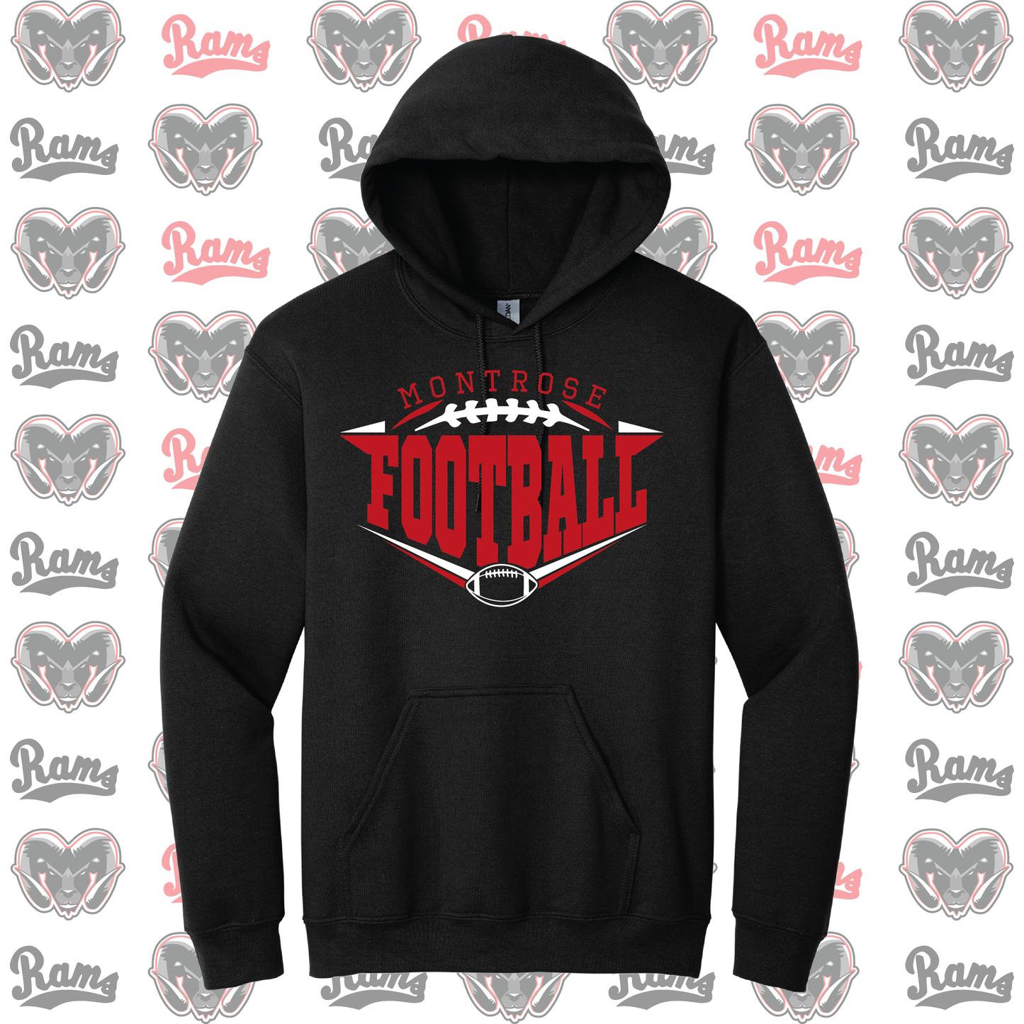 Montrose Rams Football T-Shirt, Long Sleeved Tee, Crewneck Sweatshirt or Hoodie