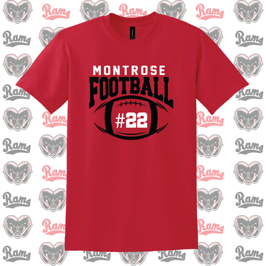 Montrose Rams Football T-Shirt, Long Sleeved Tee, Crewneck Sweatshirt or Hoodie