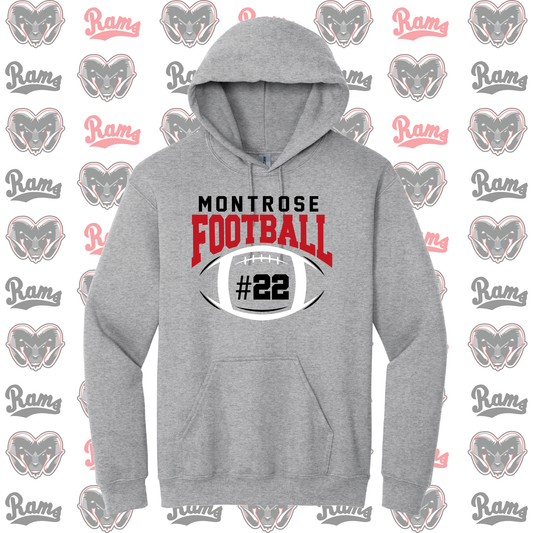 Montrose Rams Football T-Shirt, Long Sleeved Tee, Crewneck Sweatshirt or Hoodie