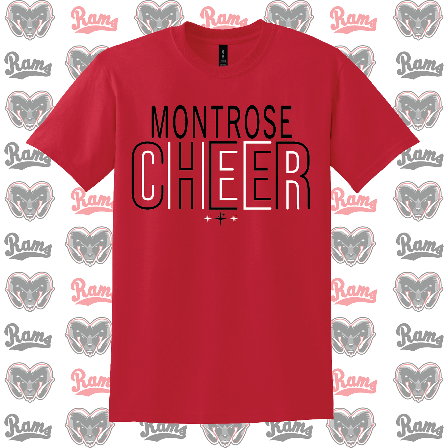 Montrose Rams Cheerleading T-Shirt, Long Sleeved Tee, Crewneck Sweatshirt or Hoodie