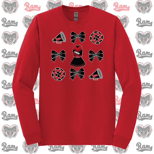 Montrose Rams Cheerleading T-Shirt, Long Sleeved Tee, Crewneck Sweatshirt or Hoodie