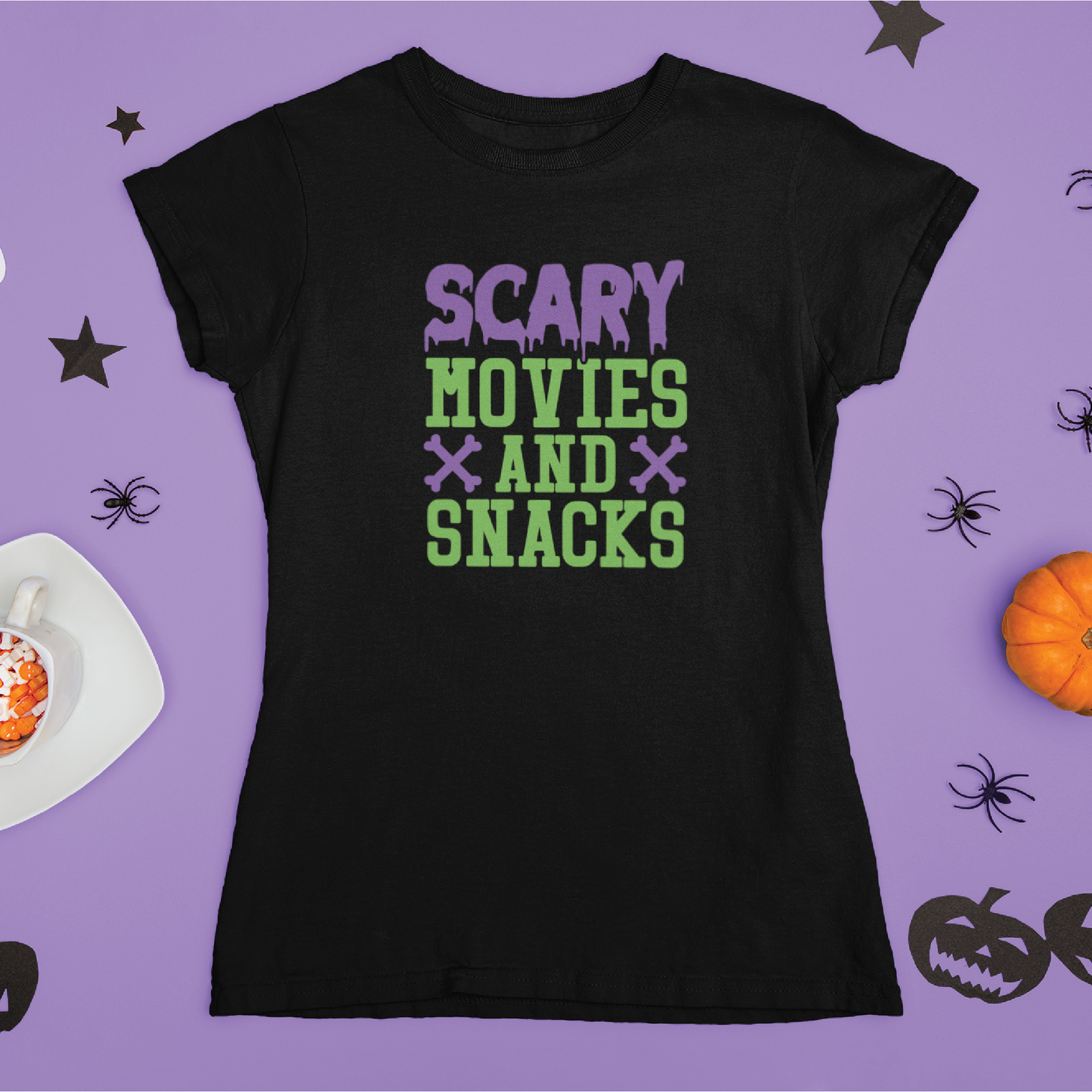 Scary Movies and Snacks Halloween T-Shirt