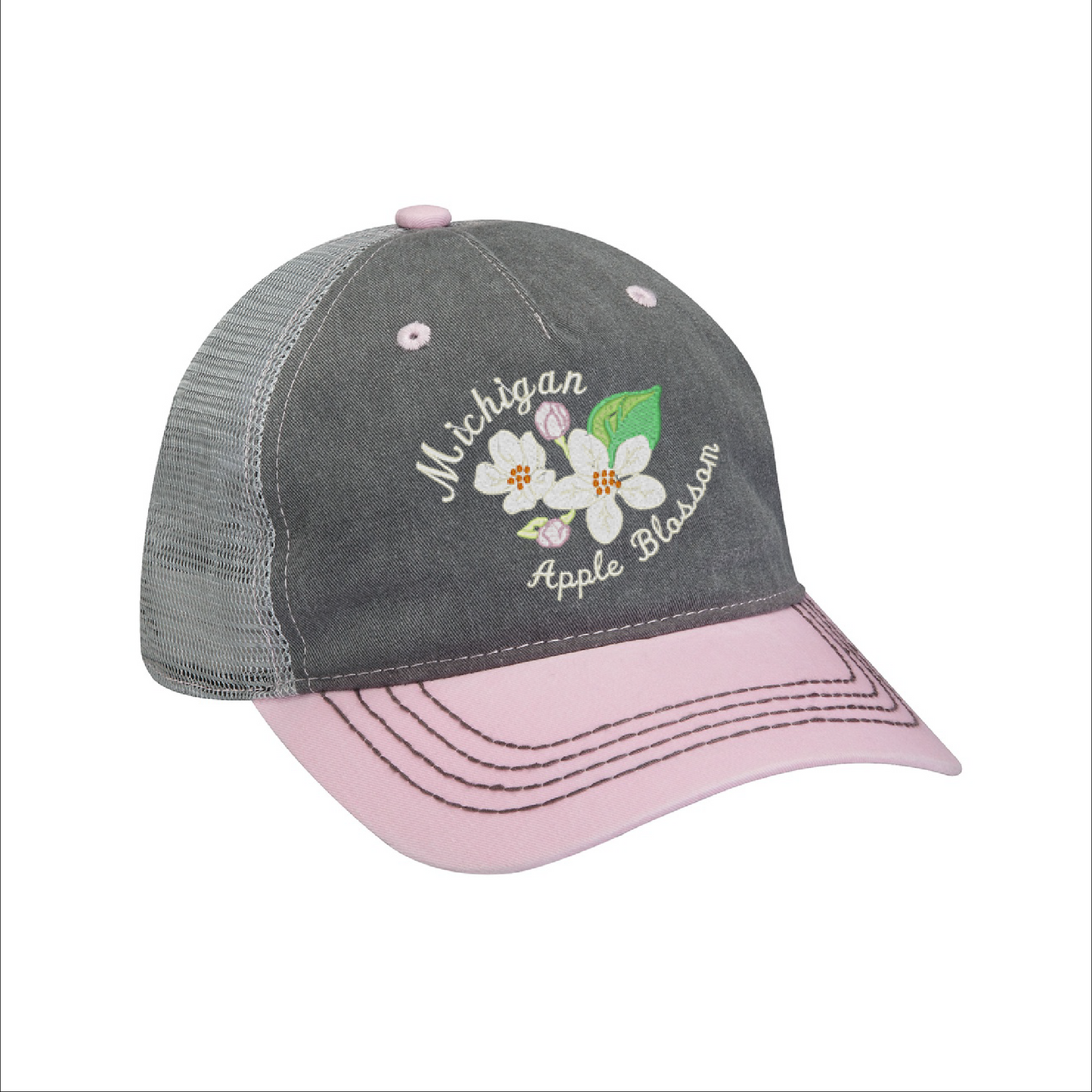 Embroidered Michigan Apple Blossom Cap