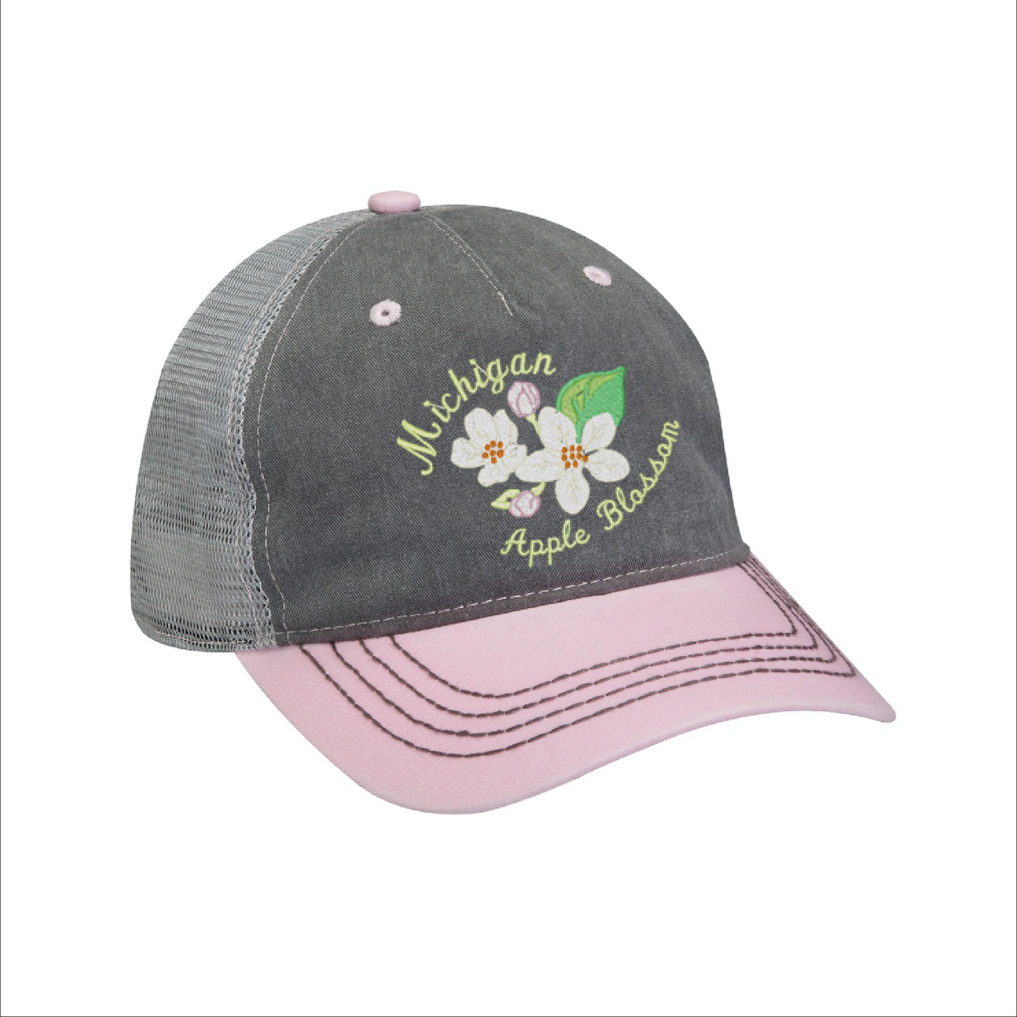 Embroidered Michigan Apple Blossom Cap