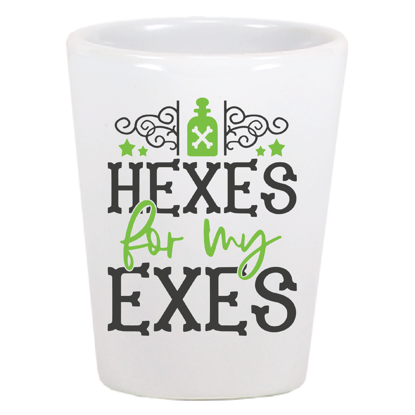 Set of Four Halloween Shot Glasses Hexes For My Exes