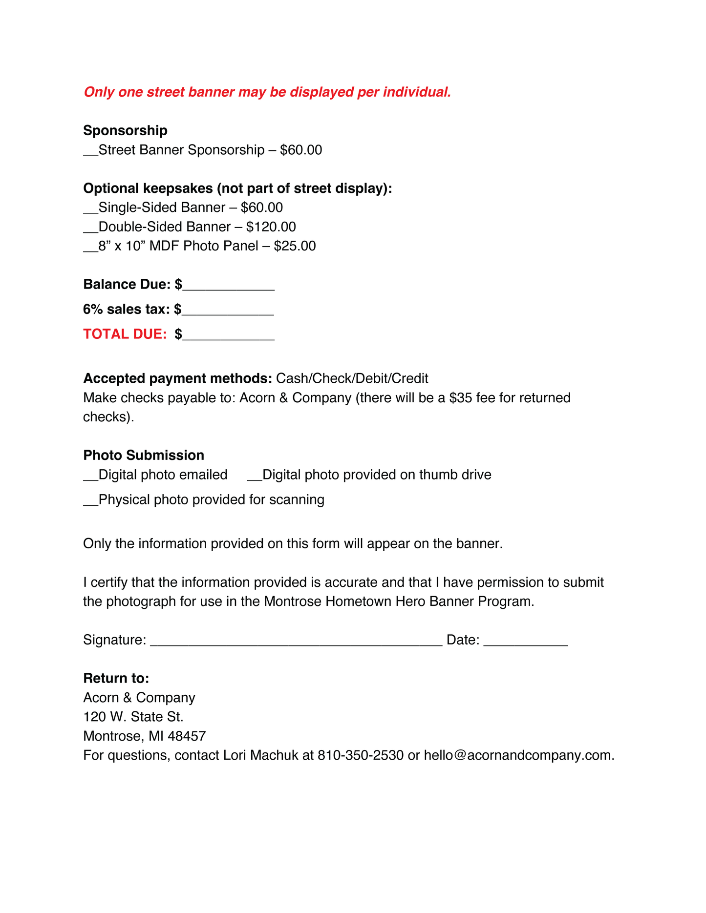 Montrose Hometown Heroes Banner Program