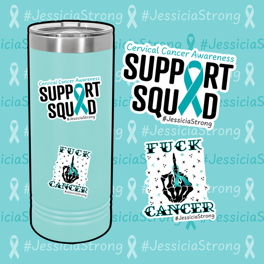 Jessicia White Cervical Cancer Fundraiser Water Bottle/Laptop Sticker/Car Decal