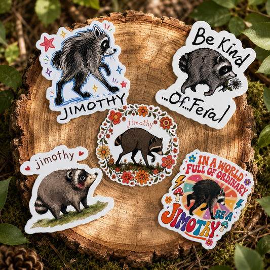 Pack of 5 Jimothy Vinyl Stickers
