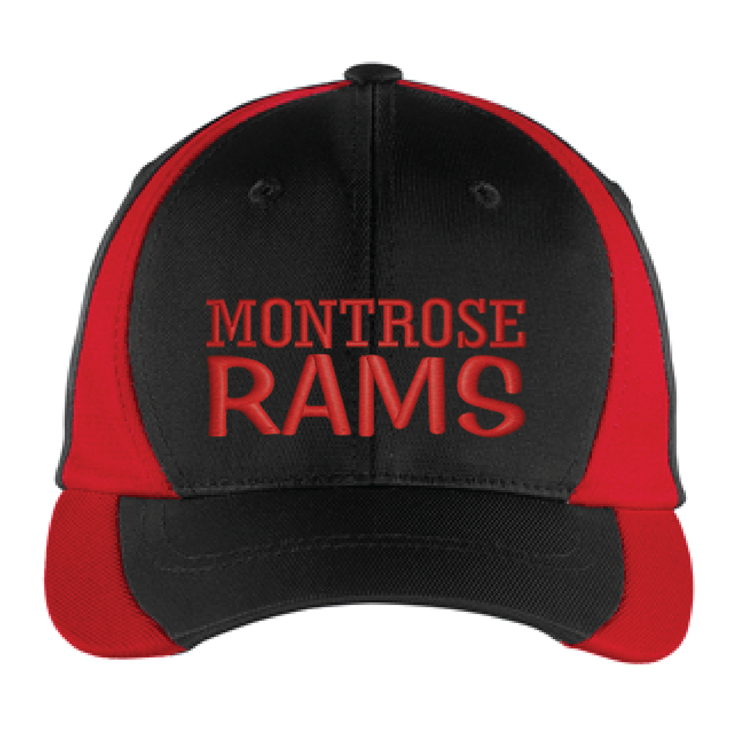 Embroidered Rams Sport-Tek Pique Colorblock Cap