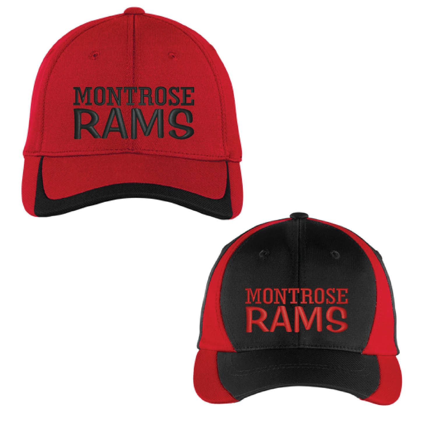 Embroidered Rams Sport-Tek Pique Colorblock Cap