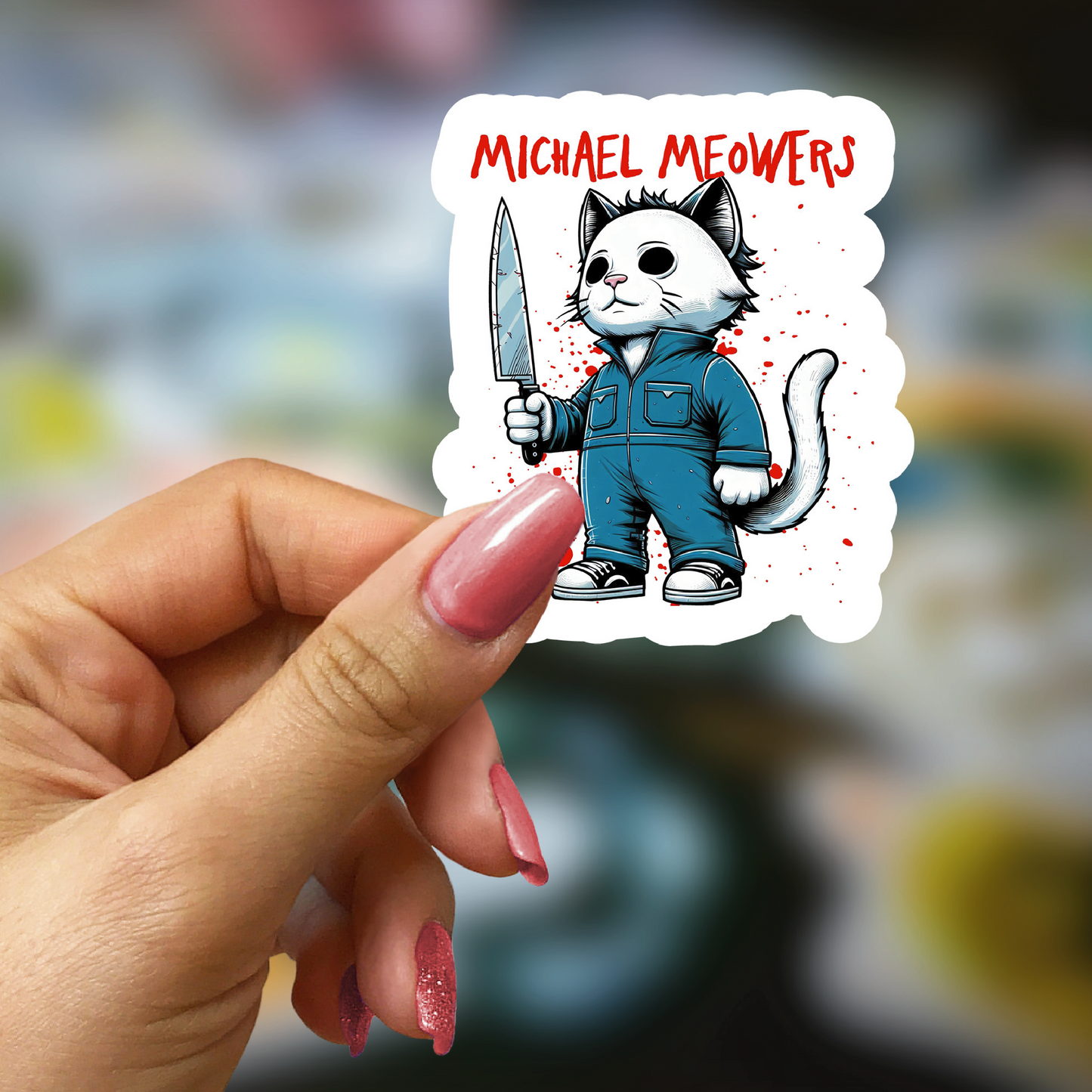 Halloween Horror Cat Die Cut Sticker