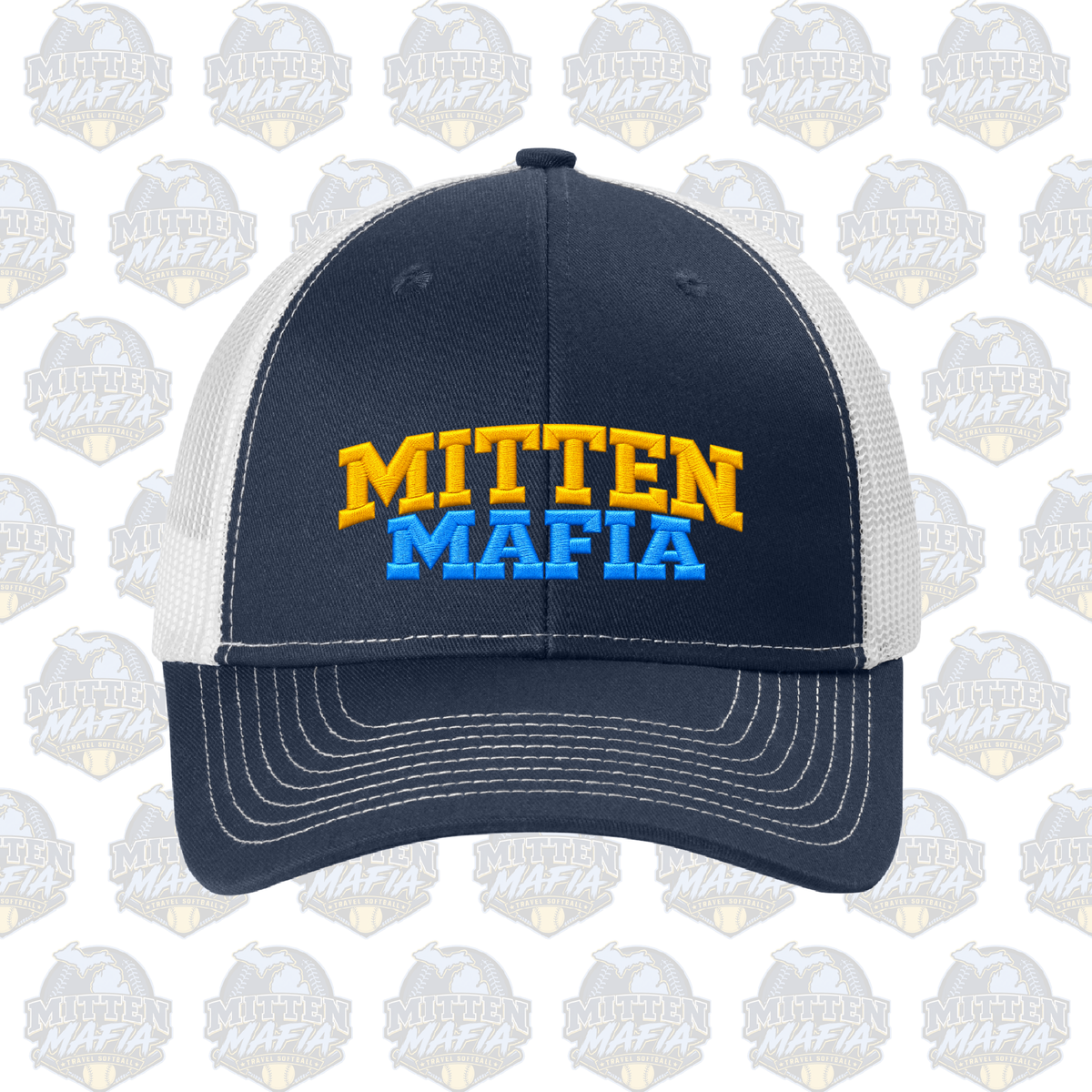 Mitten Mafia Embroidered Ponytail Hat (Navy)