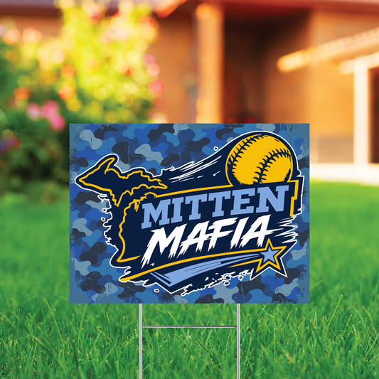 Mitten Mafia Softball Yard Sign
