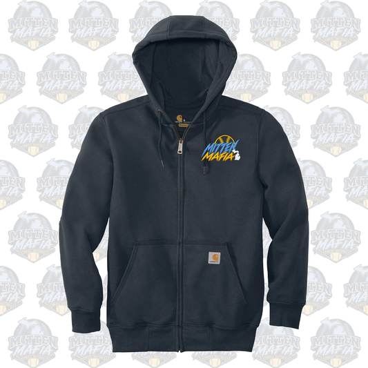 Mitten Mafia Softball Embroidered Carhartt Rain Defender Paxton Heavyweight Hooded Zip-Front Sweatshirt