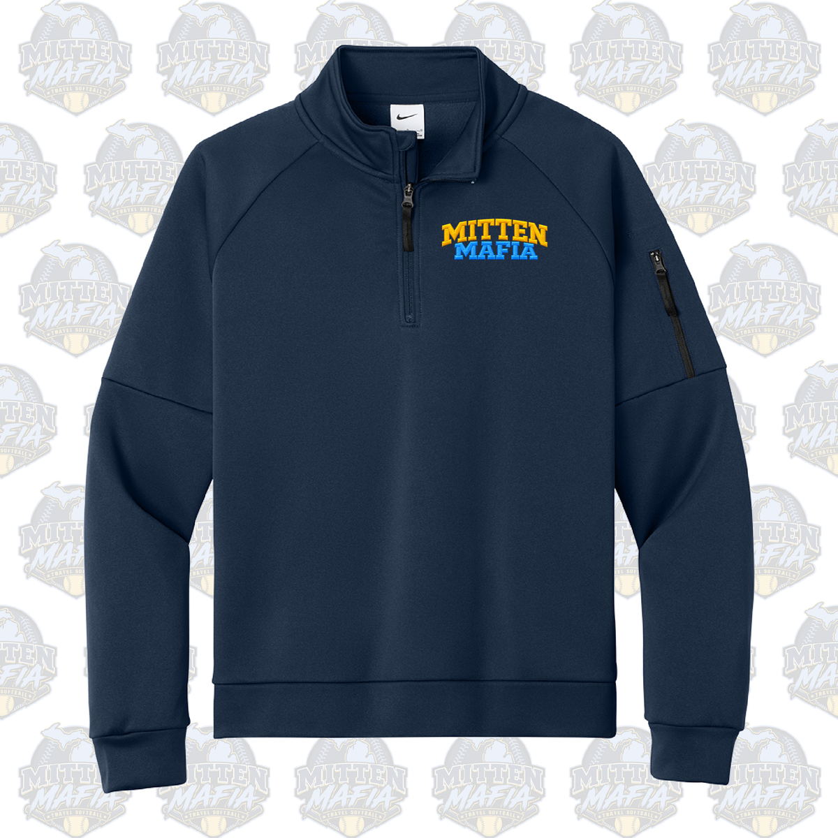 Mitten Mafia Softball Embroidered Nike Therma-FIT Pocket 1/4-Zip (Navy)