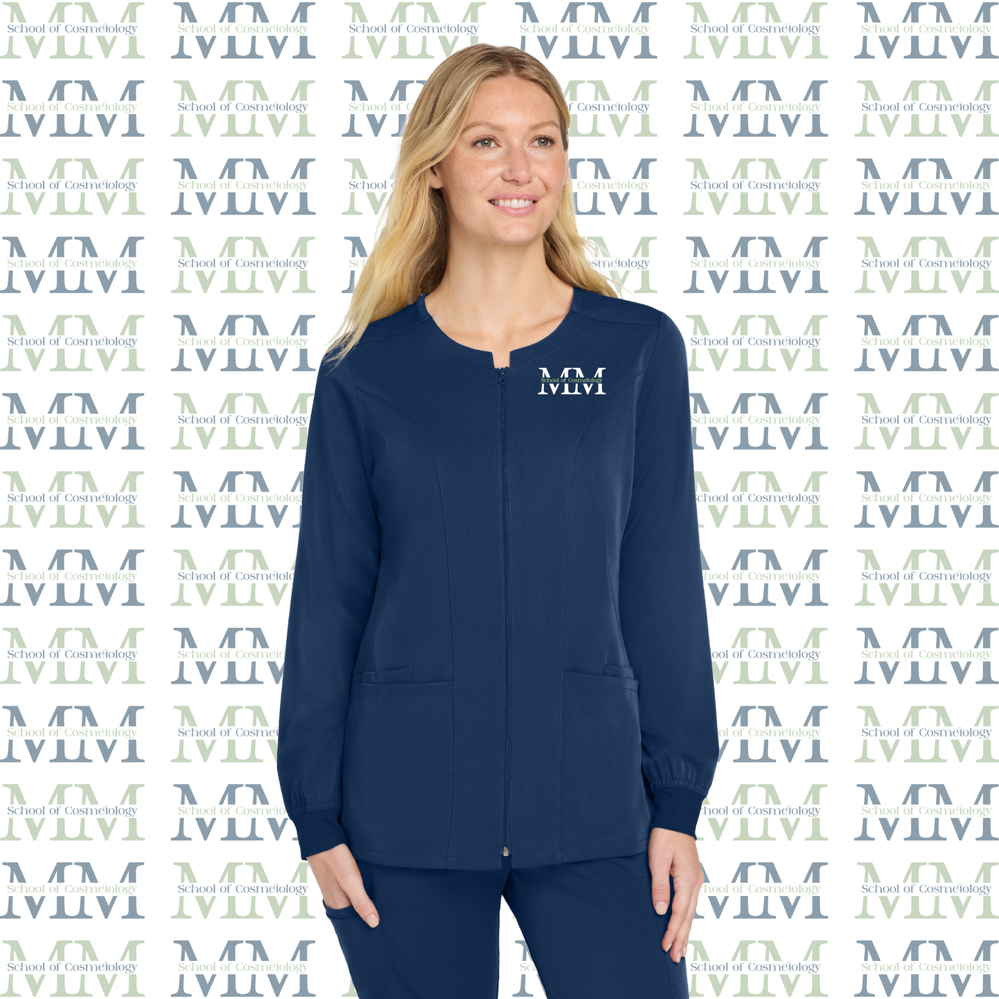 Women’s Premiere Flex Embroidered Full-Zip Scrub Jacket, Navy